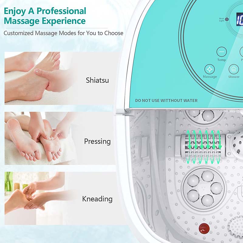 Foot Spa Bath Massager Pedicure Spa Tub with Heat, 2 Rollers, 4 Shiatsu Massagers, Temperature Control, Timer, 3-Angle Shower