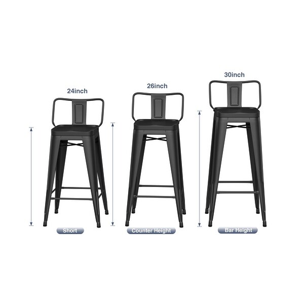 Bar Stools Set of 4，Counter Height Barstools Metal Bar Stools