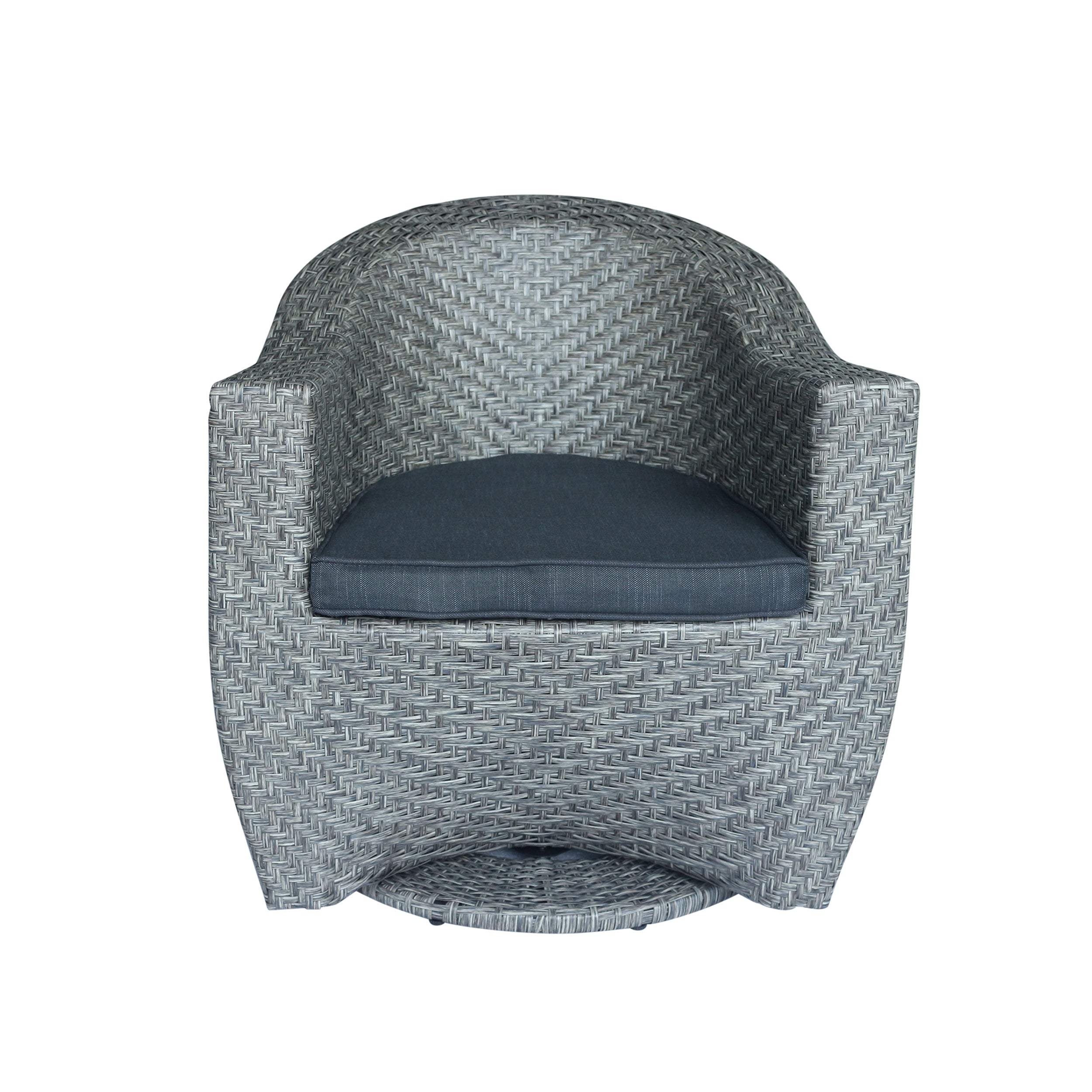 Larchmont Patio Swivel Chairs, Wicker with Outdoor Cushions, Mixed Black and Dark Gray