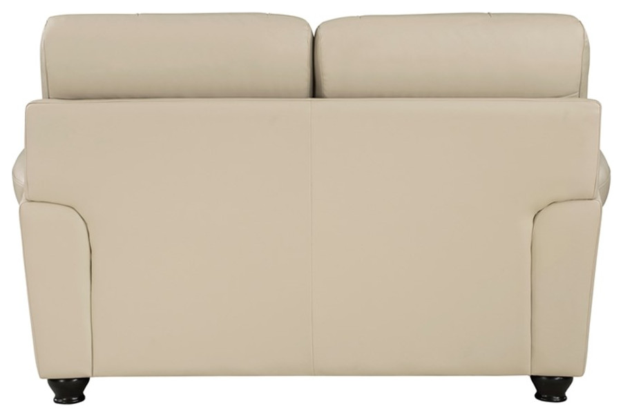 Lexicon Foxborough 21.5 quotTraditional Plywood and Leather Loveseat in Cream   Traditional   Loveseats   by Homesquare  Houzz