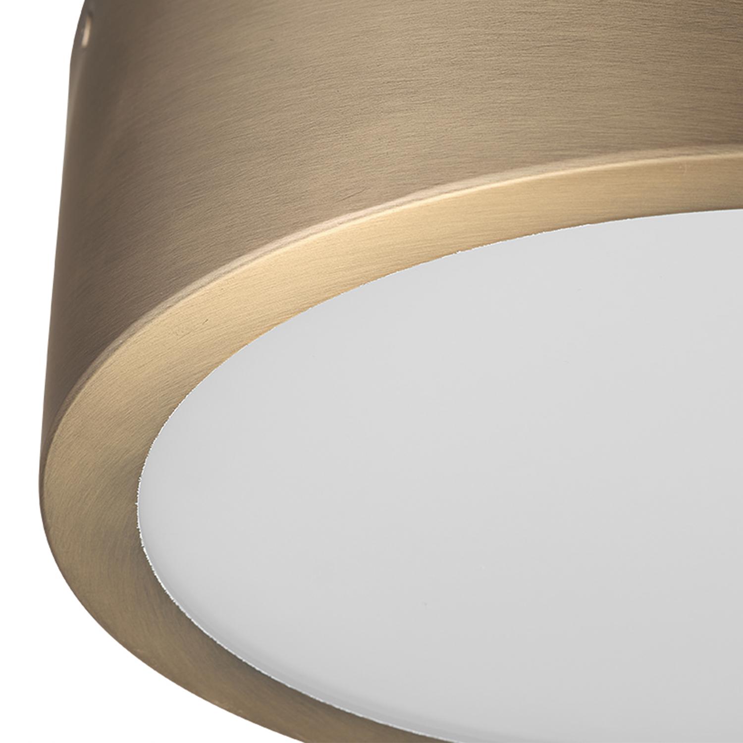 Globe Electric Edinburg Matte Brass LED Integrated Flush Mount Ceiling Light with Frosted Glass Shade， 60979