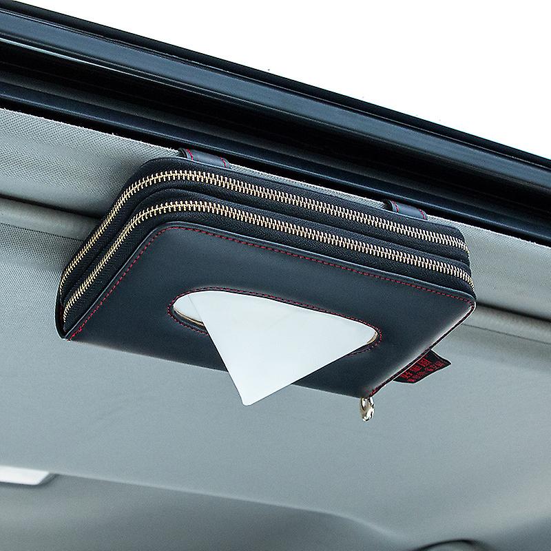 Single Layer Car Tissue Holder Sun Visor Tissue Holder Car Sun Visor Napkin Holder Car/truck Leather Rear Seat Tissue Box Black