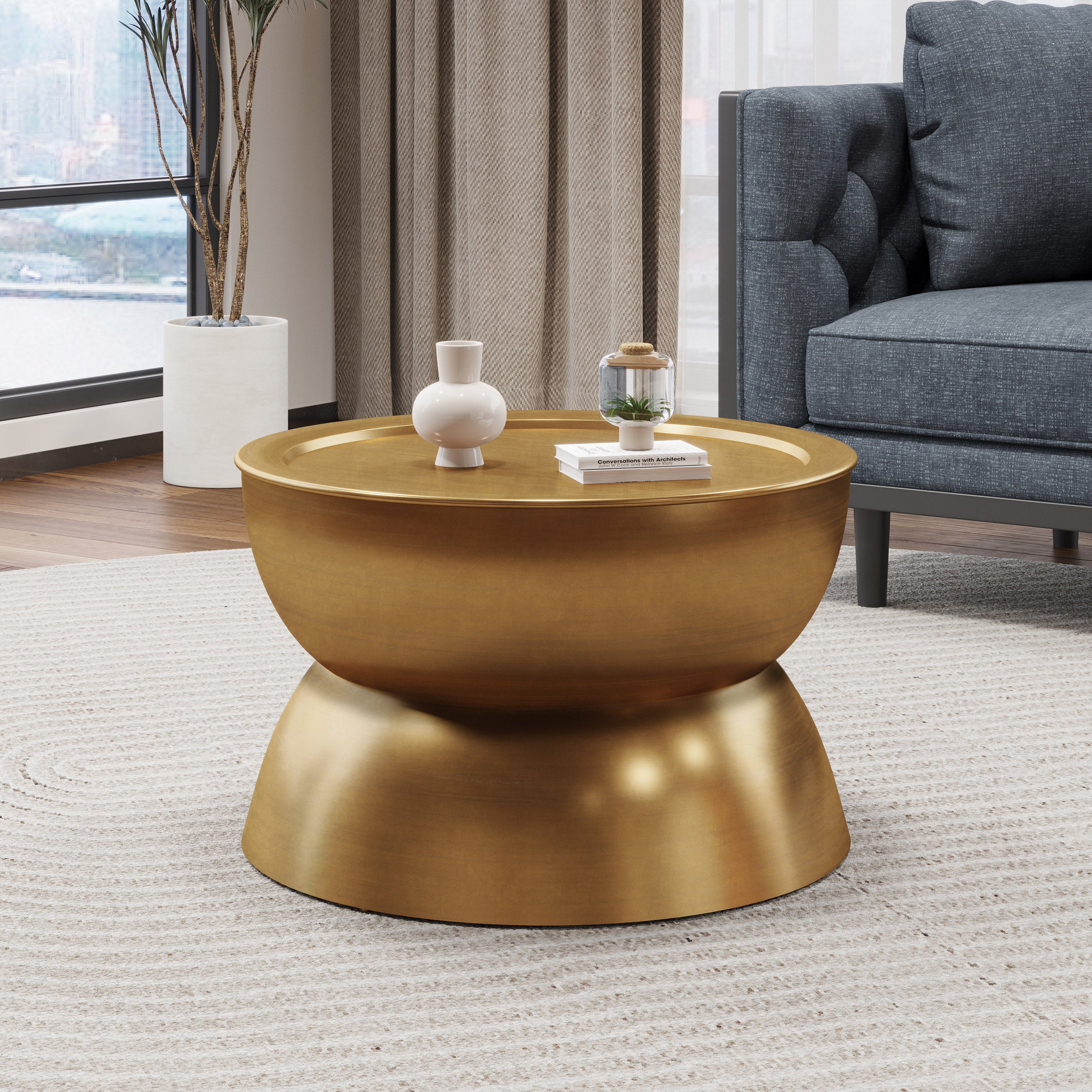 Sparling Modern Iron Hourglass Coffee Table