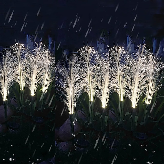 2pcs Solar Pathway Garden Light Outdoor Waterproof LED Bulrush Optical Fiber Light Garden Villa Pathway Decoration Courtyard Walkway Solar Landscape Lights