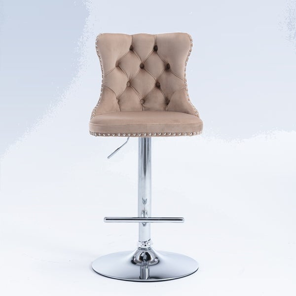 Modern Swivel Velvet Barstools Adjusatble Seat Height