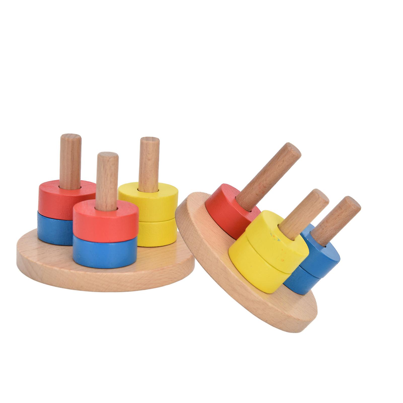 Wooden Sorting Stacking Toy Children 3 Colors Stacking Building Blocks Educational Toy Birthday Giftthinking 3 Color Game