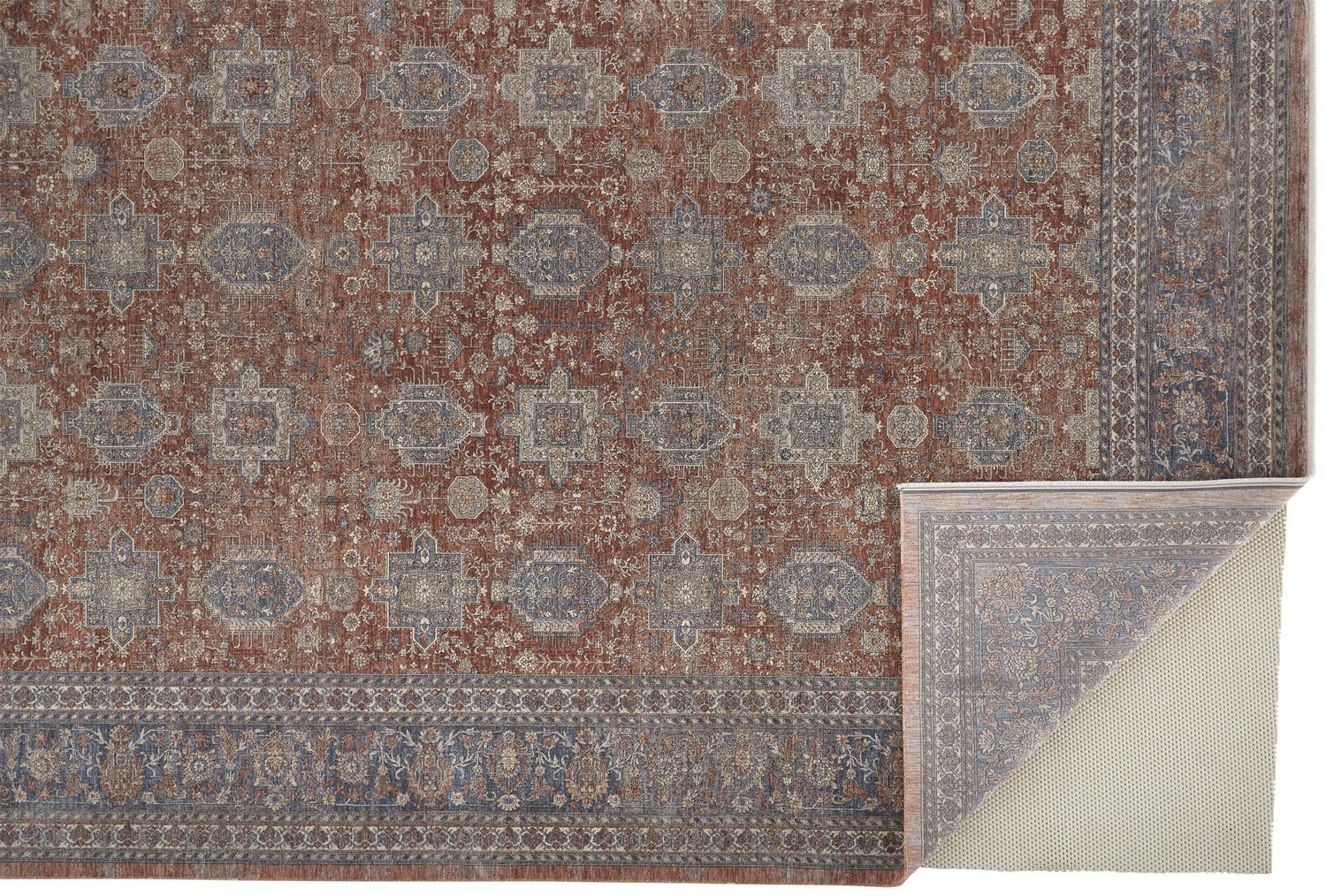 Gilford Rust and Blue Rug by BD Fine