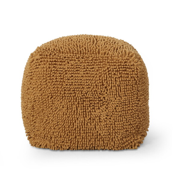 Moloney Modern Microfiber Chenille Cube Pouf  Yell...