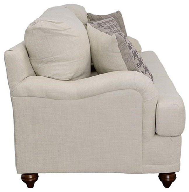 Coaster Glenn Transitional Fabric Upholstered Cushion Back Sofa Light Gray   Traditional   Sofas   by Homesquare  Houzz