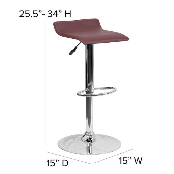 Contemporary Solid Wave Seat Vinyl Adjustable Bar Stool - 15