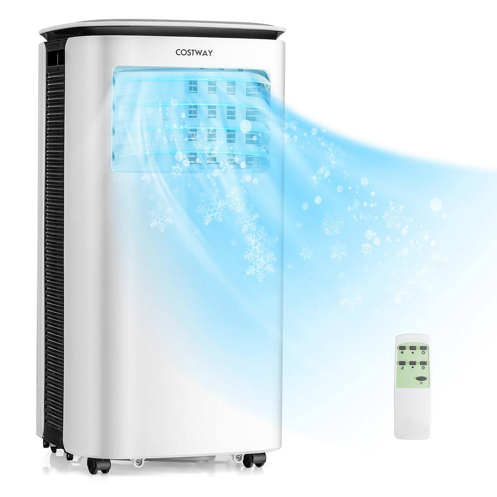 Costway 9000 BTU ASHRAE Portable Air Conditioner Cools 350 Sq. Ft. with Dehumidifier with Remote in White ES10113US-WH