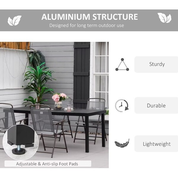 Outdoor Dining Table for 8 People，Aluminum Frame，Faux Wood Top