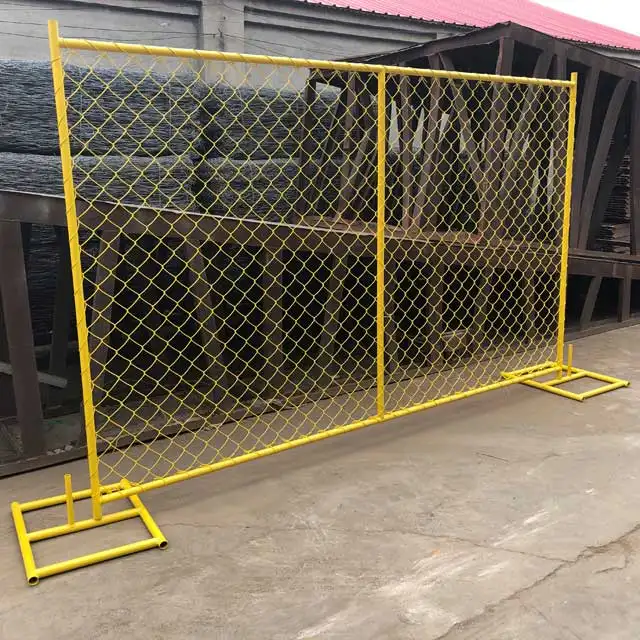 Supplies 6ft x 10ft Yellow PVC Coated Chain Link Temporary Fence For Construction Site.