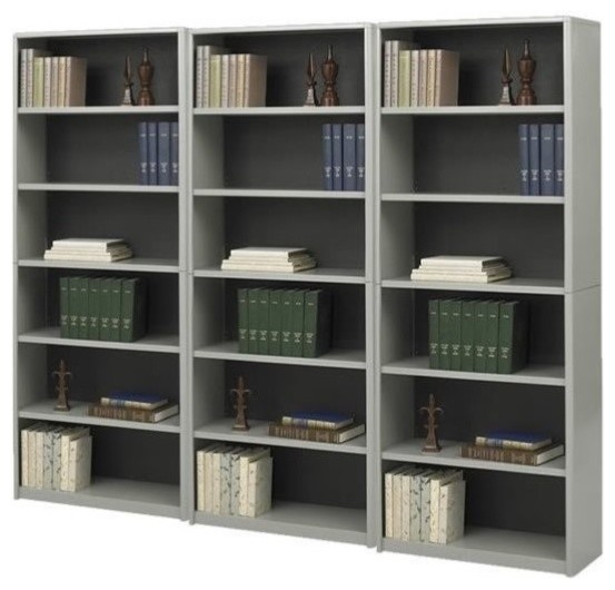 Safco ValueMate Standard 6 Shelf Economy Steel Wall Bookcase in Gray   Contemporary   Bookcases   by Homesquare  Houzz