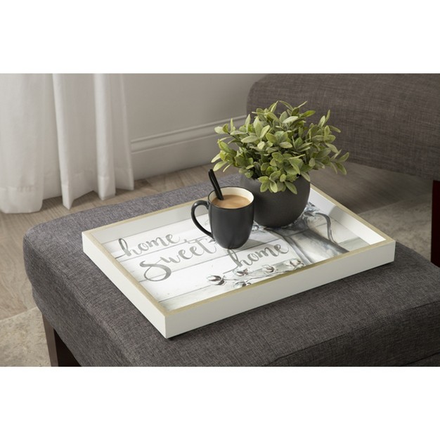 Amanti Art Farmhouse Cotton Home Sweet Home Decorative Wood Ottoman coffee Table Tray 13x19 Inch