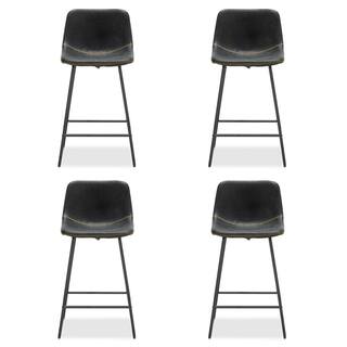 LUE BONA Faux Leather Bar Stools Metal Frame Counter Height Bar Stools(Set of 4) LB21CH0024-400