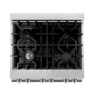 ZLINE Kitchen and Bath 30 in. 4.0 cu. ft. Dual Fuel Range with Gas Stove and Electric Oven in Stainless Steel (RA30) RA30