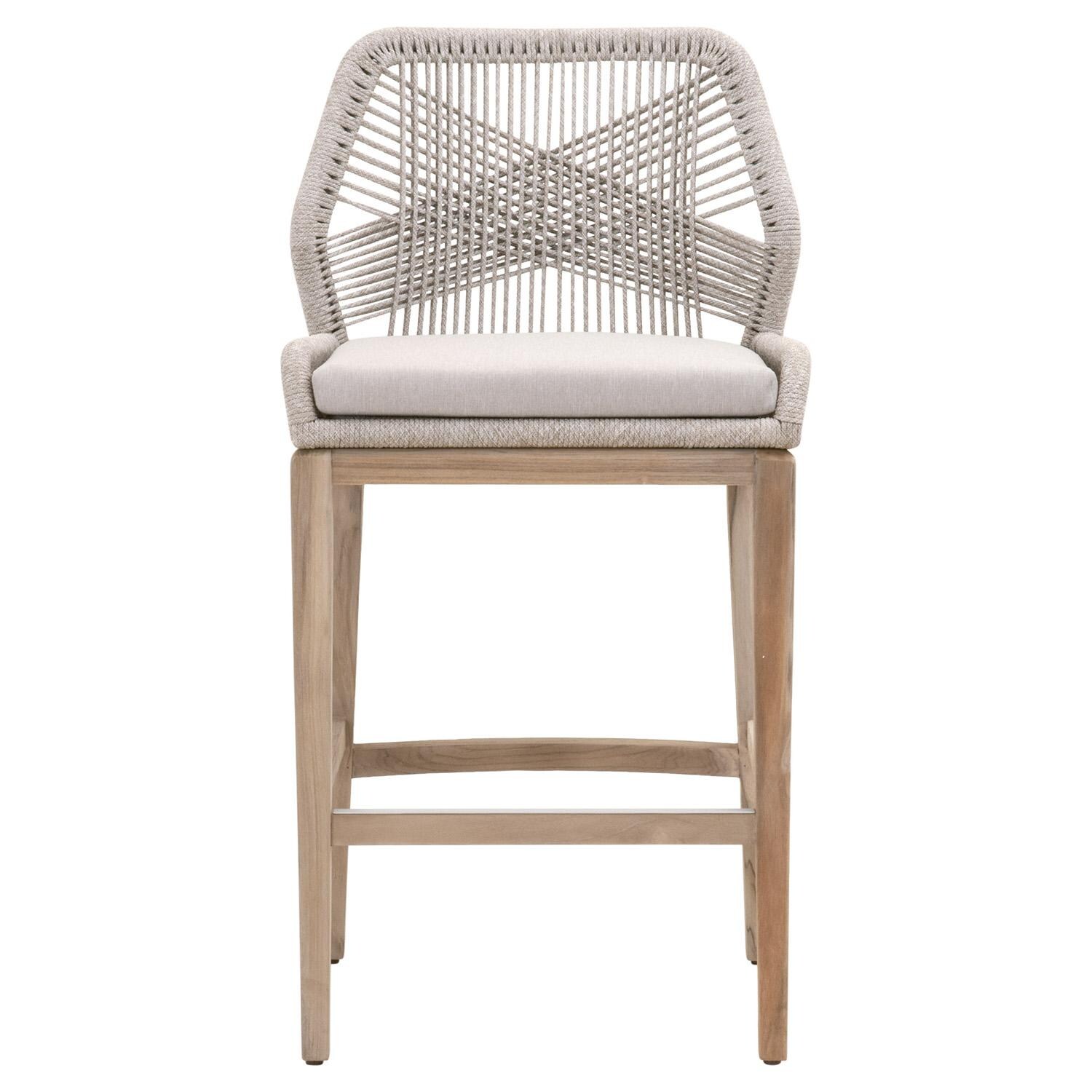 Peninsula Way Woven Rope Bar Stool in Taupe and White By Lakeview