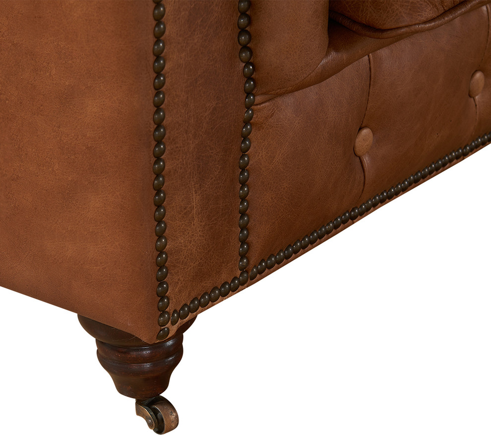 Leather Chesterfield Arm Chair   Traditional   Armchairs And Accent Chairs   by Crafters and Weavers  Houzz