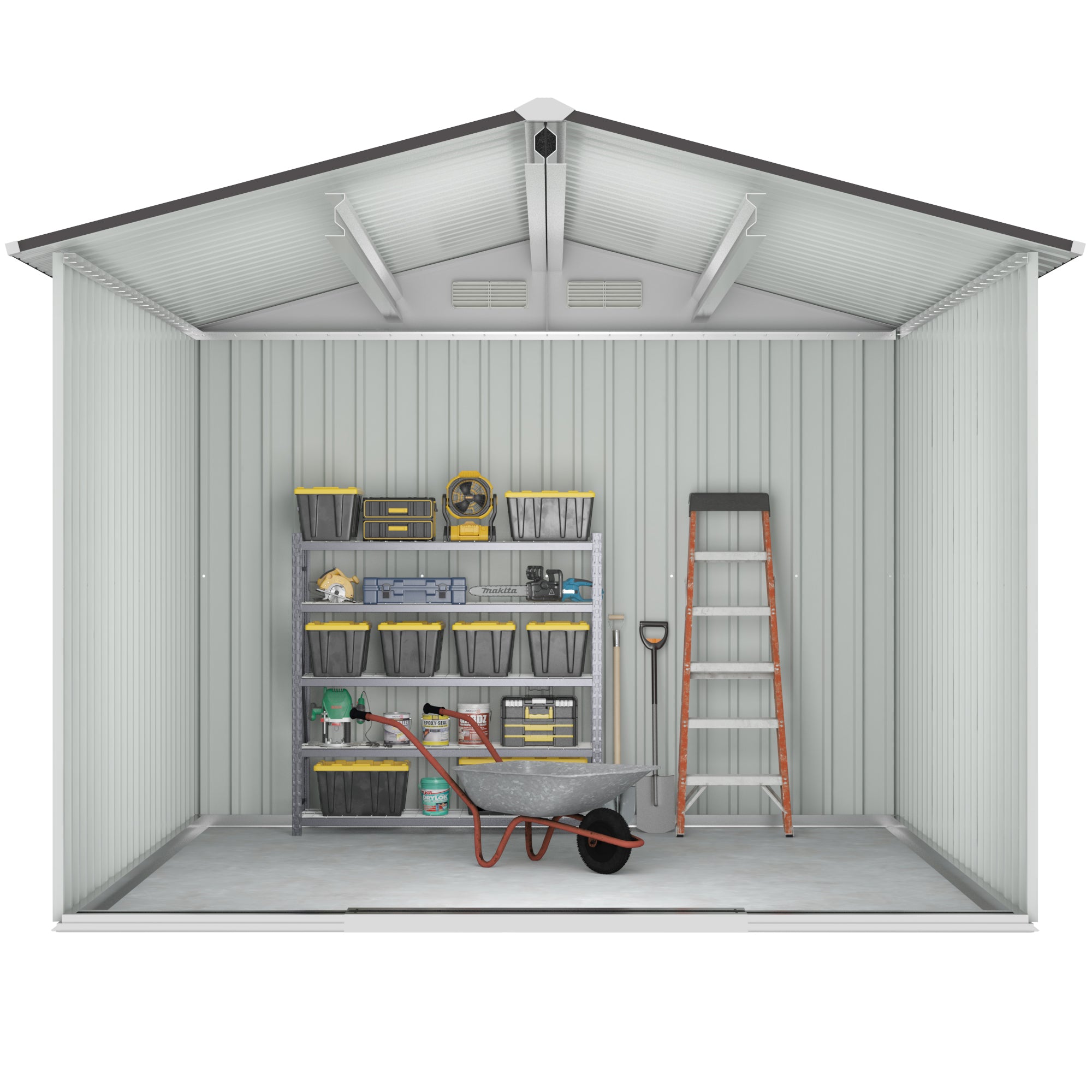 Jaxpety 8' x 8' Outdoor Storage Shed Steel Garden Utility Tool Backyard Building Garage