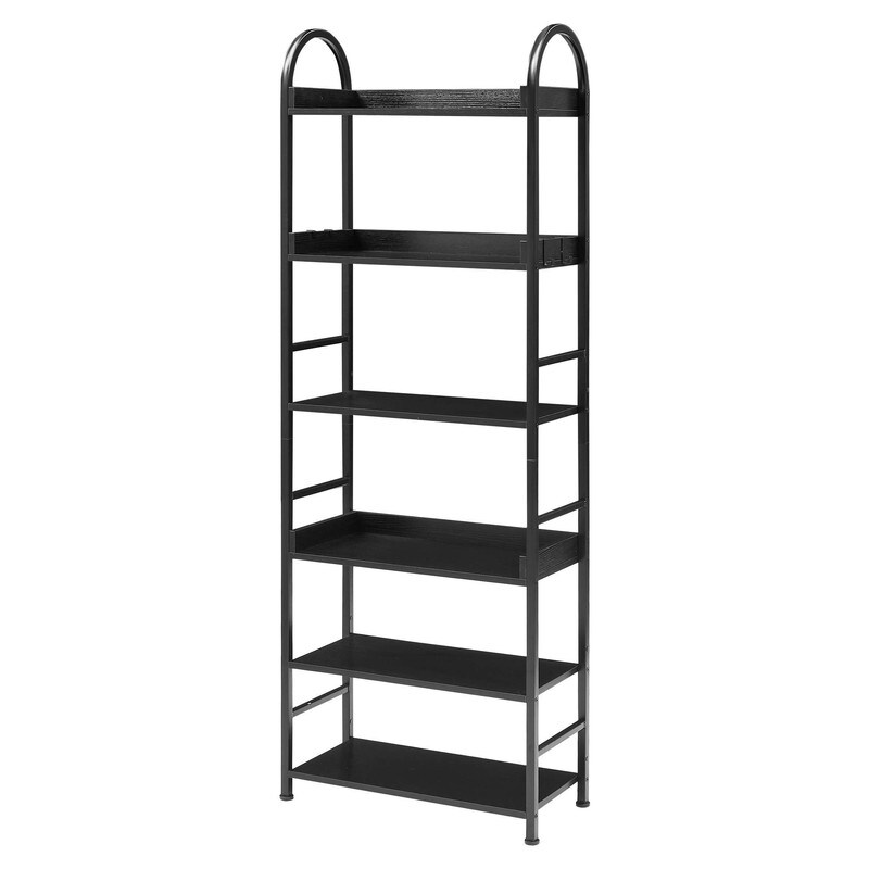 70.8 Inch Tall Bookshelf  6 tier Shelves with Round Top Frame