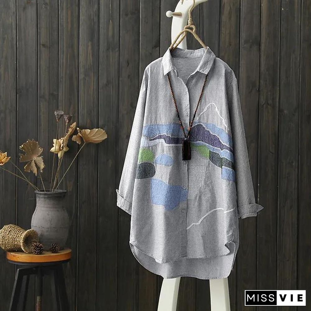 Women's Leisure Exquisite Embroidery Loose Shirt