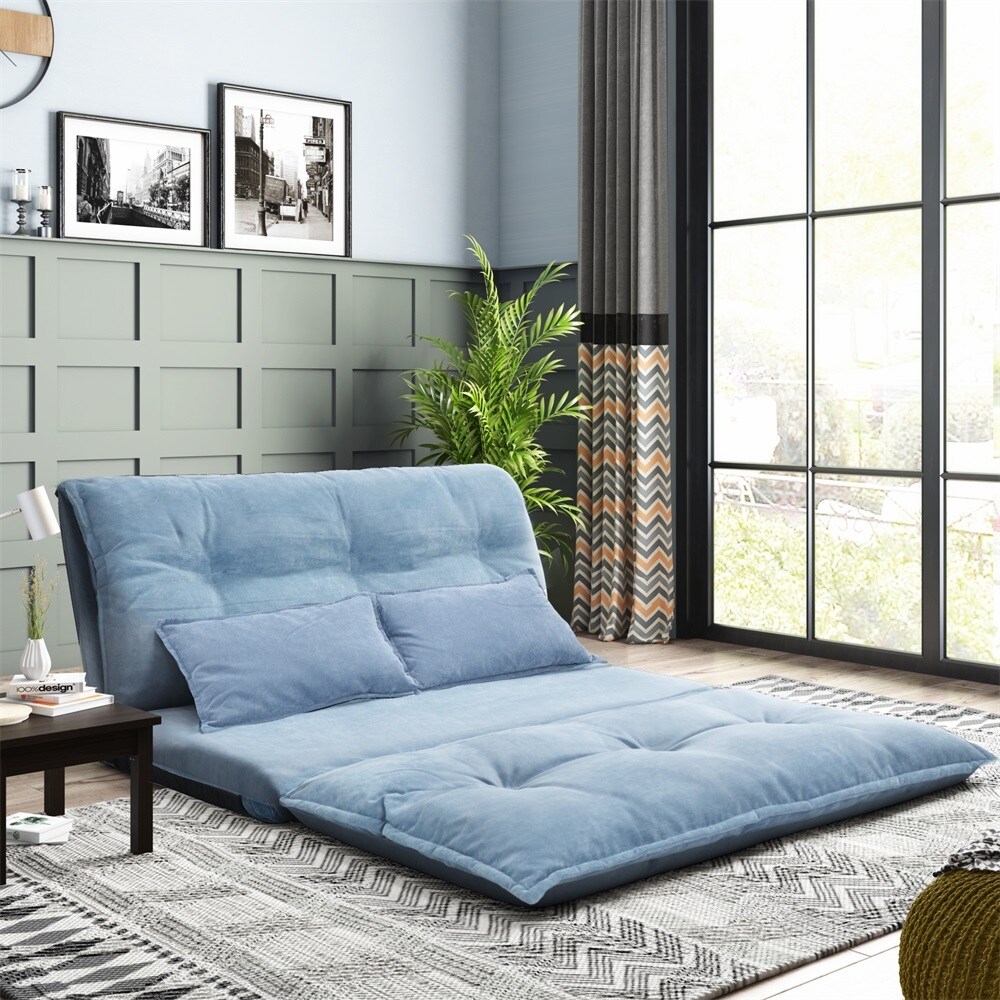 Sofa Bed Adjustable Folding Futon Sofa Leisure Sofa Bed with Two Pillows