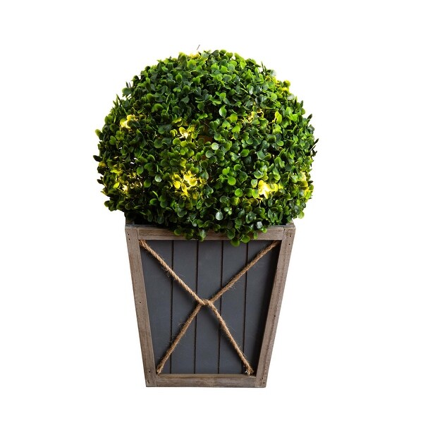 18 UV Resistant Boxwood Ball Topiary with LED Lights in Planter