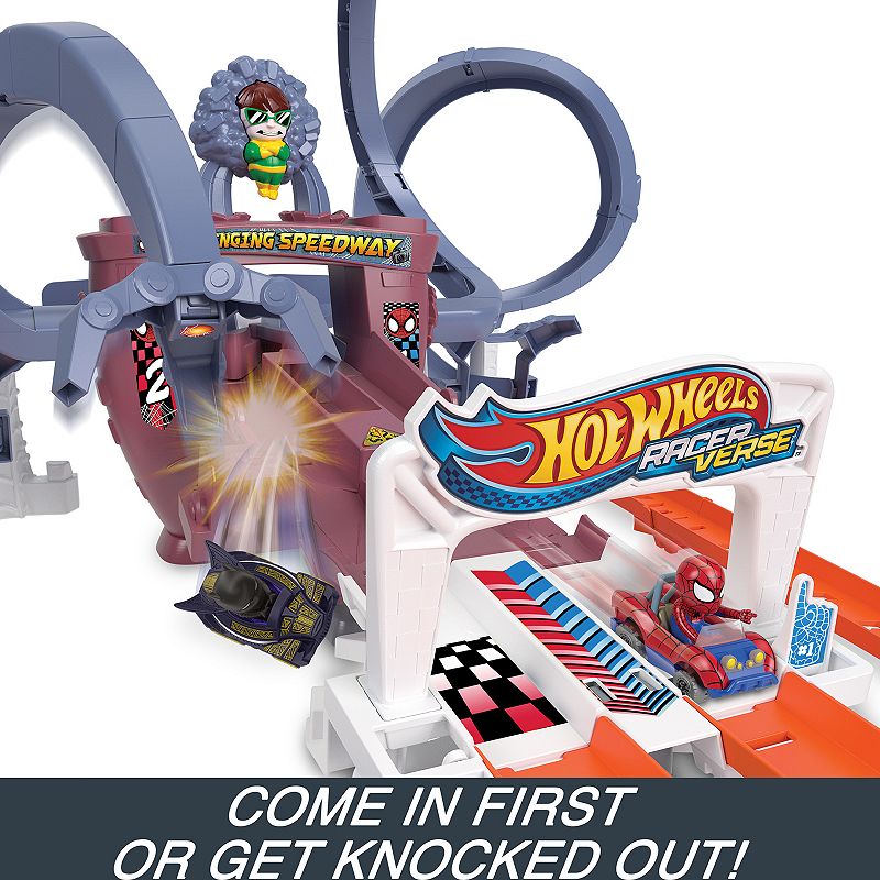 Mattel Hot Wheels Spider-Man and Black Panther Racerverse Web-Slinging Speedway Track Set