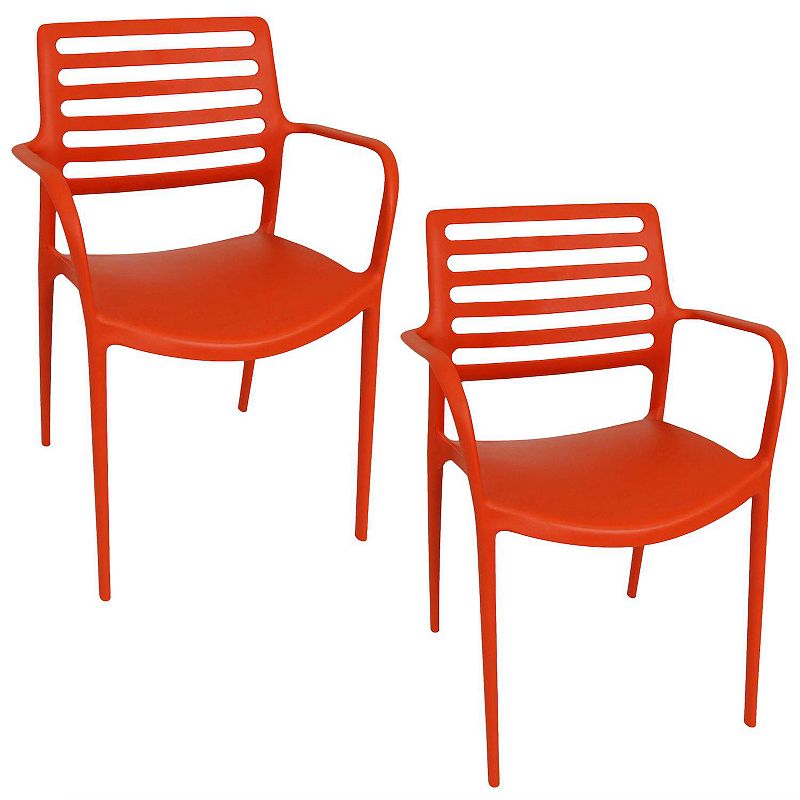 Sunnydaze Set Of 2 Astana Plastic Stacking Armchairs