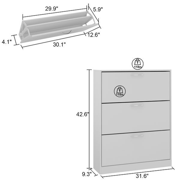 Timechee 31.6W 18-24 Pair Shoe Storage Cabinet Space Saving - - 36133769