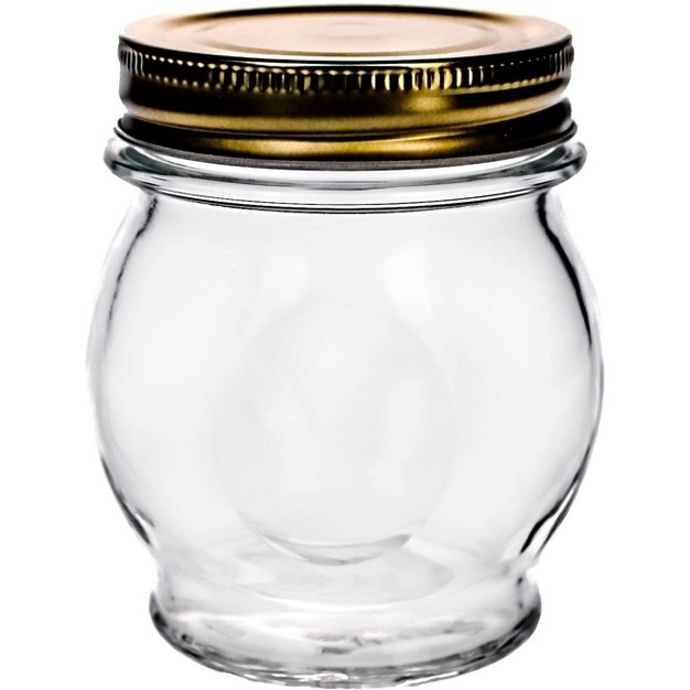 Amici Orto Preserving Canning Jars Airtight Italian Made Food Storage Jar Clear With Metal Screw on Golden Lids 6 piece