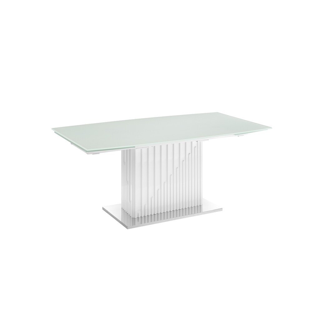 MOON dining table with high gloss white lacquer base.