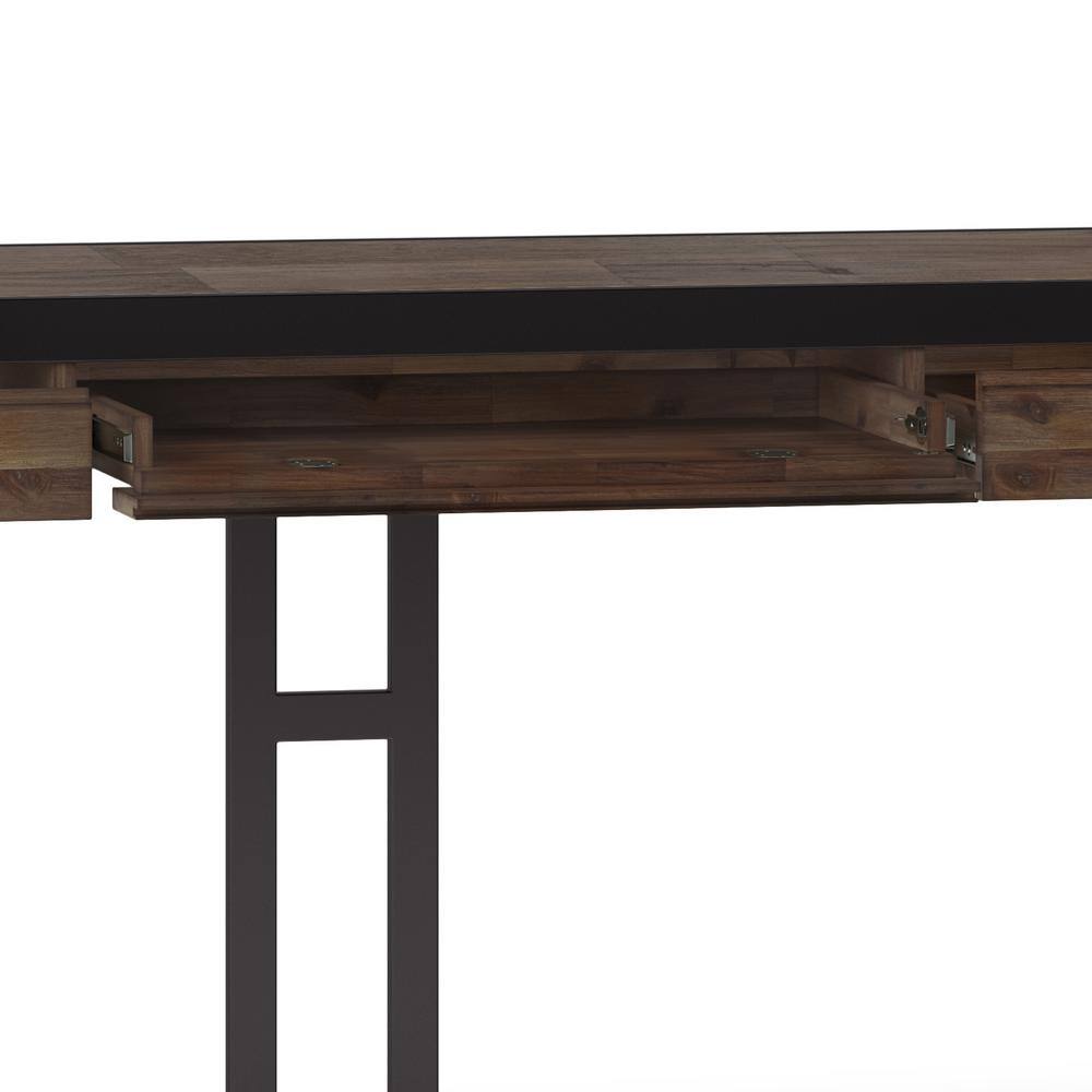 Simpli Home Erina Solid ACACIA Wood Industrial 72 in. Wide Large Desk in Rustic Natural Aged Brown AXCERN52-RNAB