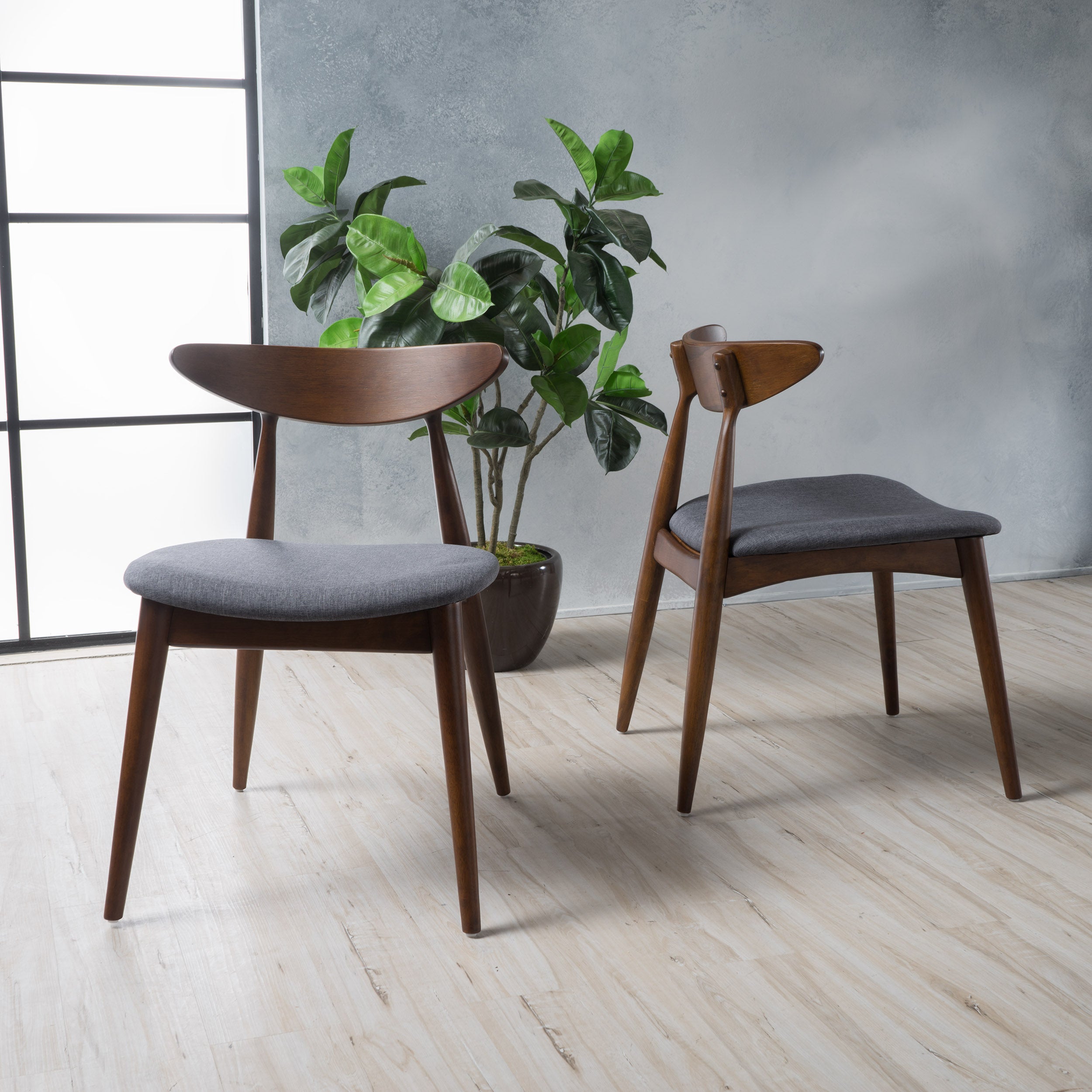 Issaic Mid-Century Modern Design Wood Dining Chairs (Set of 2)