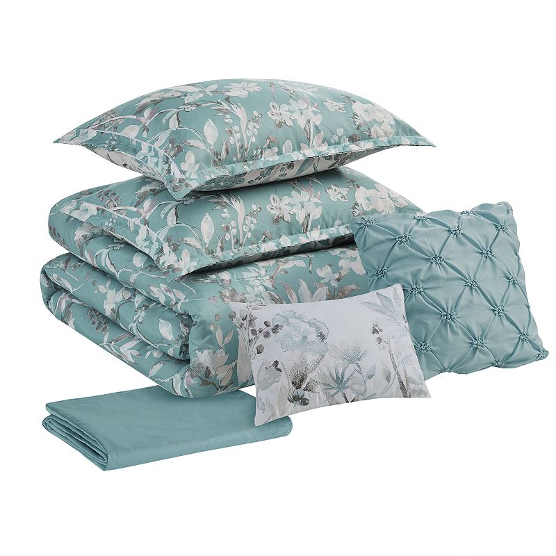 Madison Park Jeanie 6-Piece Floral Comforter Set With Throw Pillows