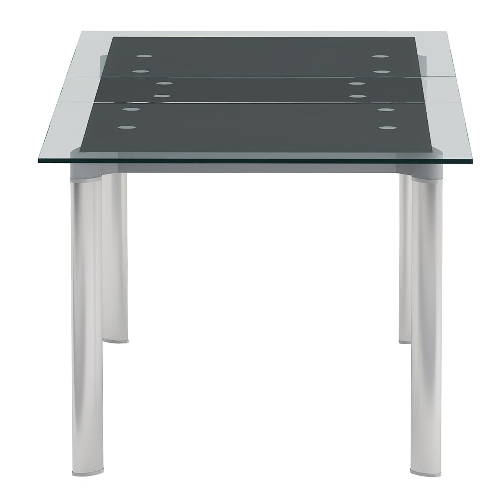 Somette Tamra Black Pop Up Extension Glass Dining Table