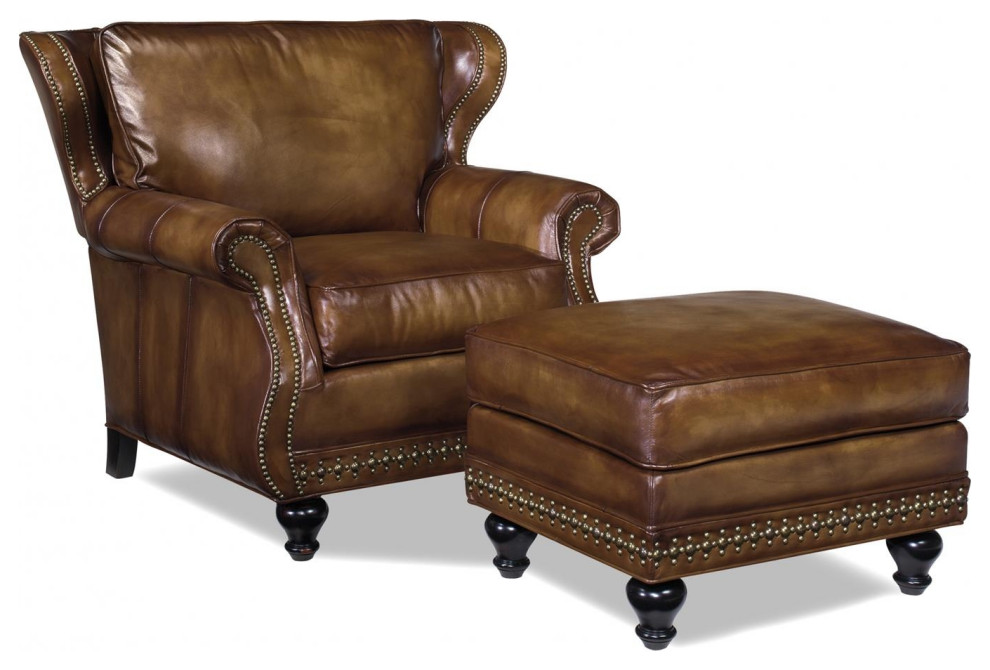 Ottoman Wood Leather Removable Leg Hand Crafted MK 425   Traditional   Footstools And Ottomans   by EuroLuxHome  Houzz