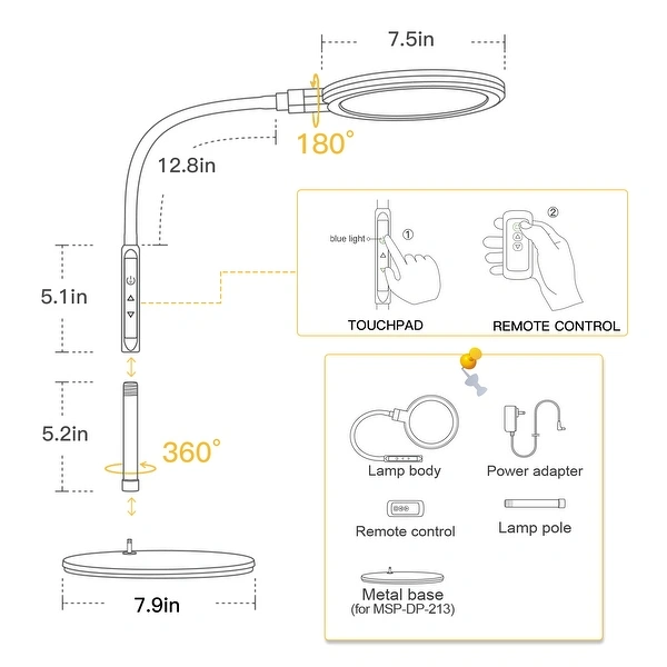 Dimmable LED Desk/Reading Table Lamp Foldable with Remote