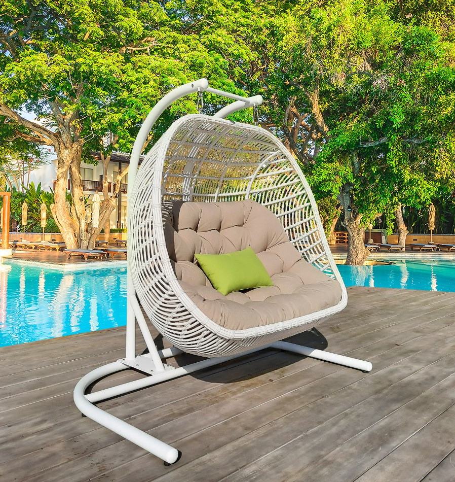 Renava San Juan Outdoor White and Beige Hanging Chair   Tropical   Hanging Chairs   by Vig Furniture Inc.  Houzz