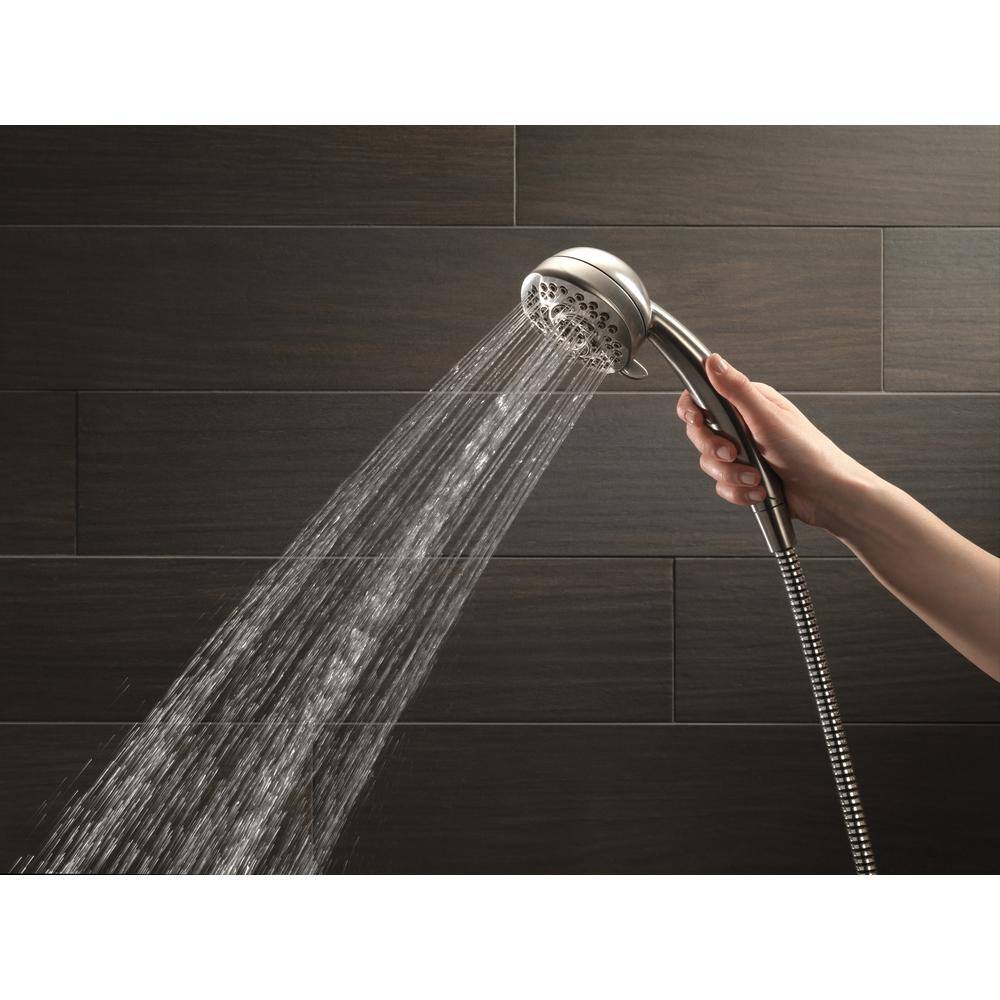 Delta 5-Spray Patterns 1.75 GPM 3.63 in. Wall Mount Handheld Shower Head in Stainless 54436-SS-PK