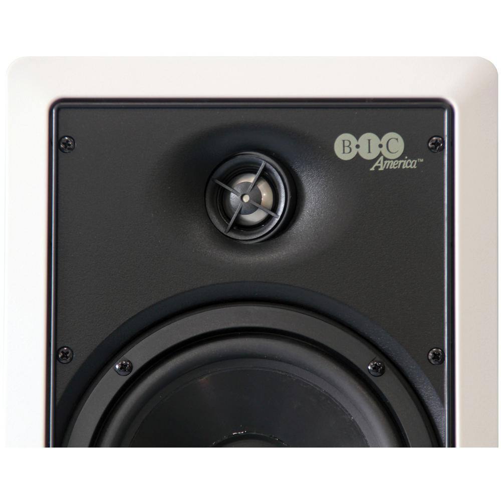 BIC America 150W 6.5 in. Weather-Resistant In-Wall Speakers with Pivoting Tweeters- Metal and Cloth Grills M-PRO6W