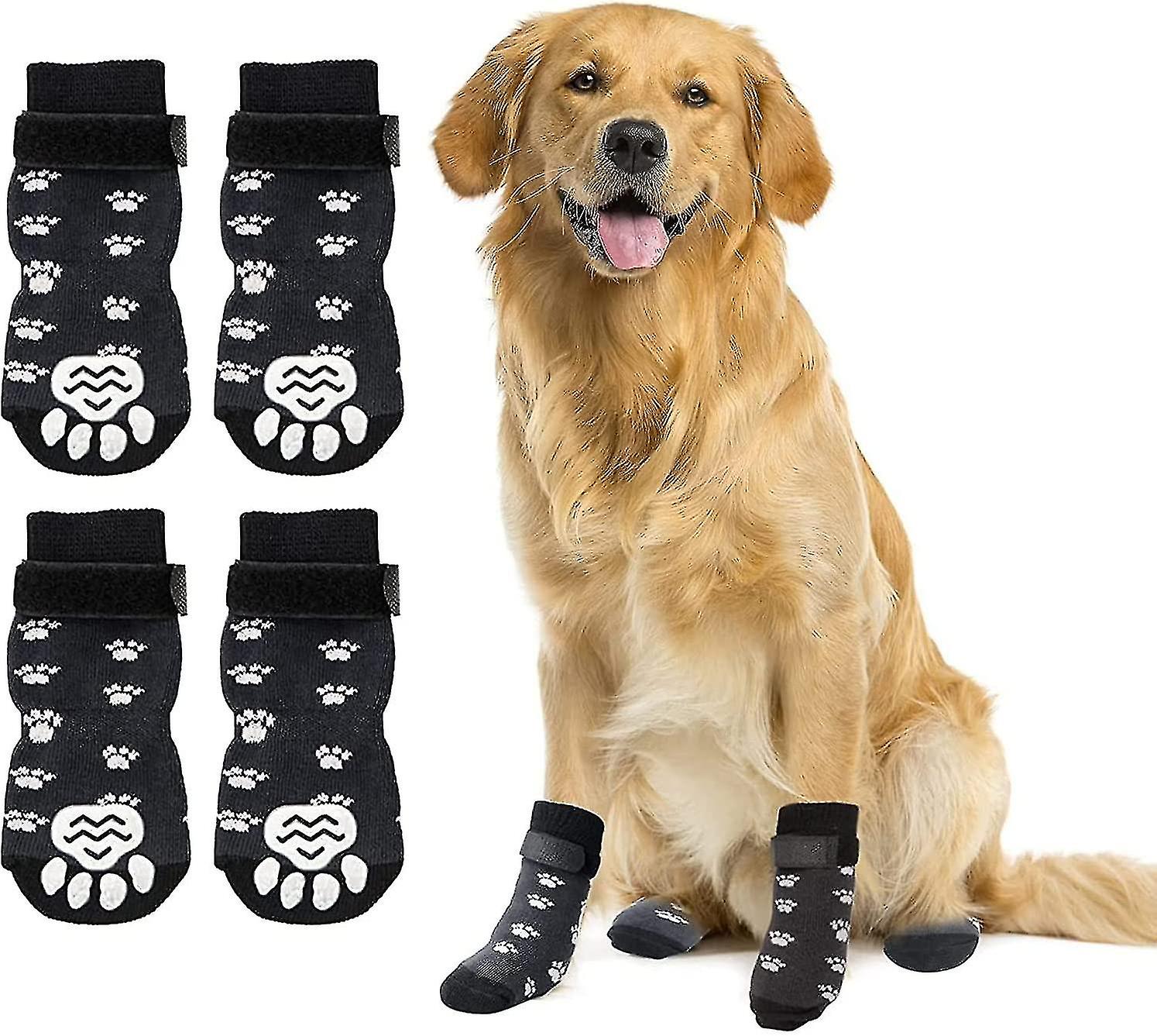 2 Pairs Anti Slip Dog Socks， Dog Grip Socks With Straps Traction Control For Indoor On Hardwood Floor Wear