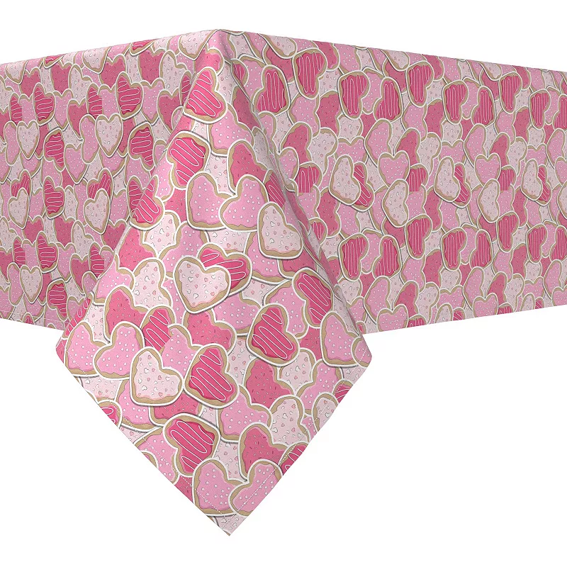 Rectangular Tablecloth， 100% Cotton， 60x120， Decorated Heart Shaped Cookies