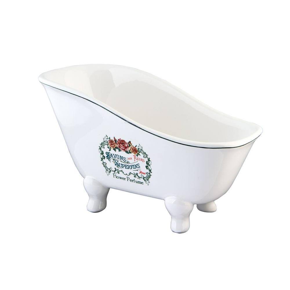 Kingston Brass Savons Aux Fleurs Slipper Claw Foot Tub Soap Dish in White HBATUBSRW