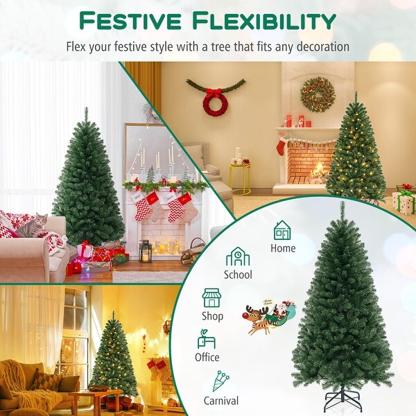 Artificial Christmas Tree with Branch Tips and Warm White LED Lights