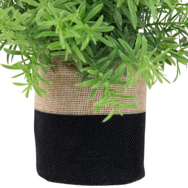 Green Leafy Artificial Spring Foliage In Fabric Covered Pot