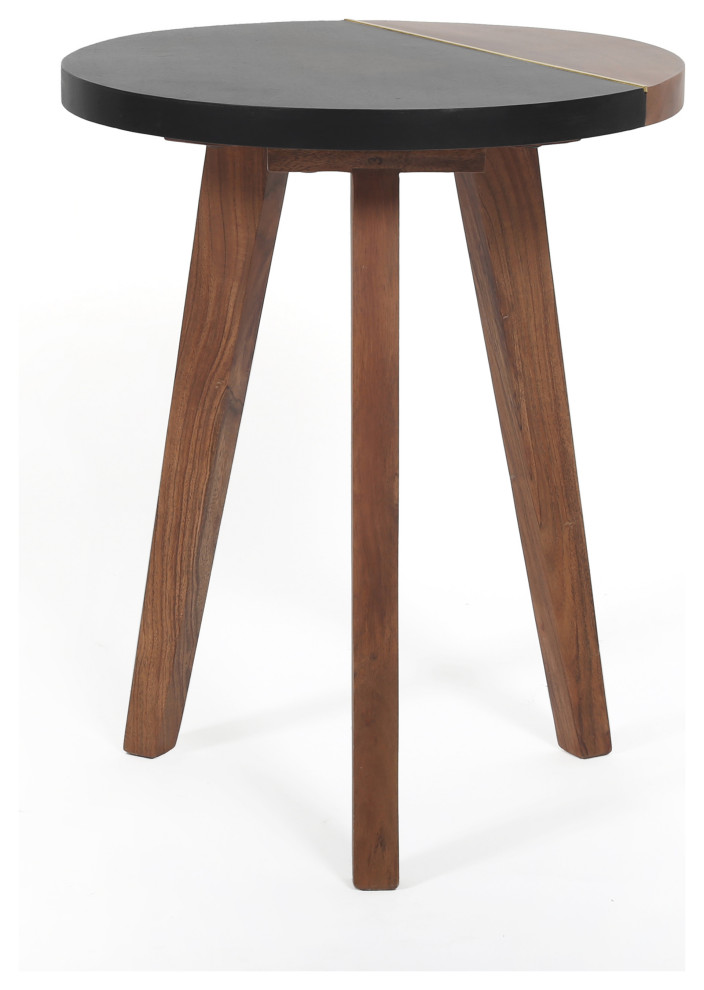 Caspian Round Accent End Table   Transitional   Side Tables And End Tables   by Homesquare  Houzz