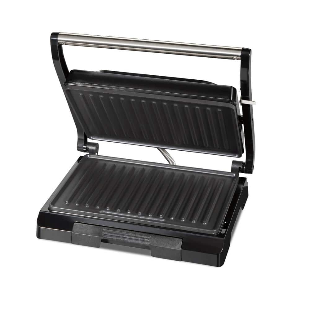 Proctor Silex 1000-Watt Black Panini Press with Nonstick Plates 25440PS