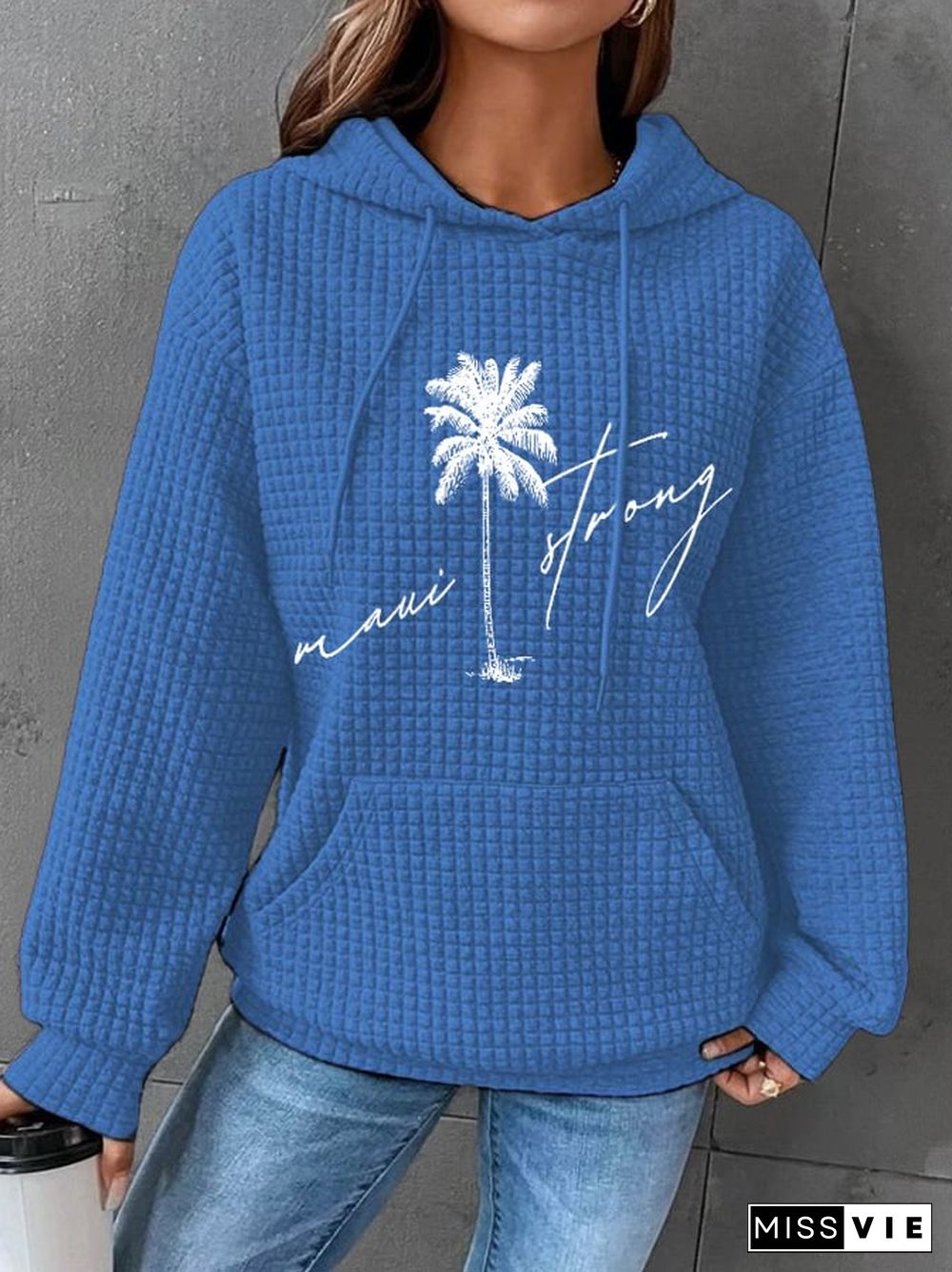 Maui Strong Pray For Maui Palm Tree Print Casual Hoodie